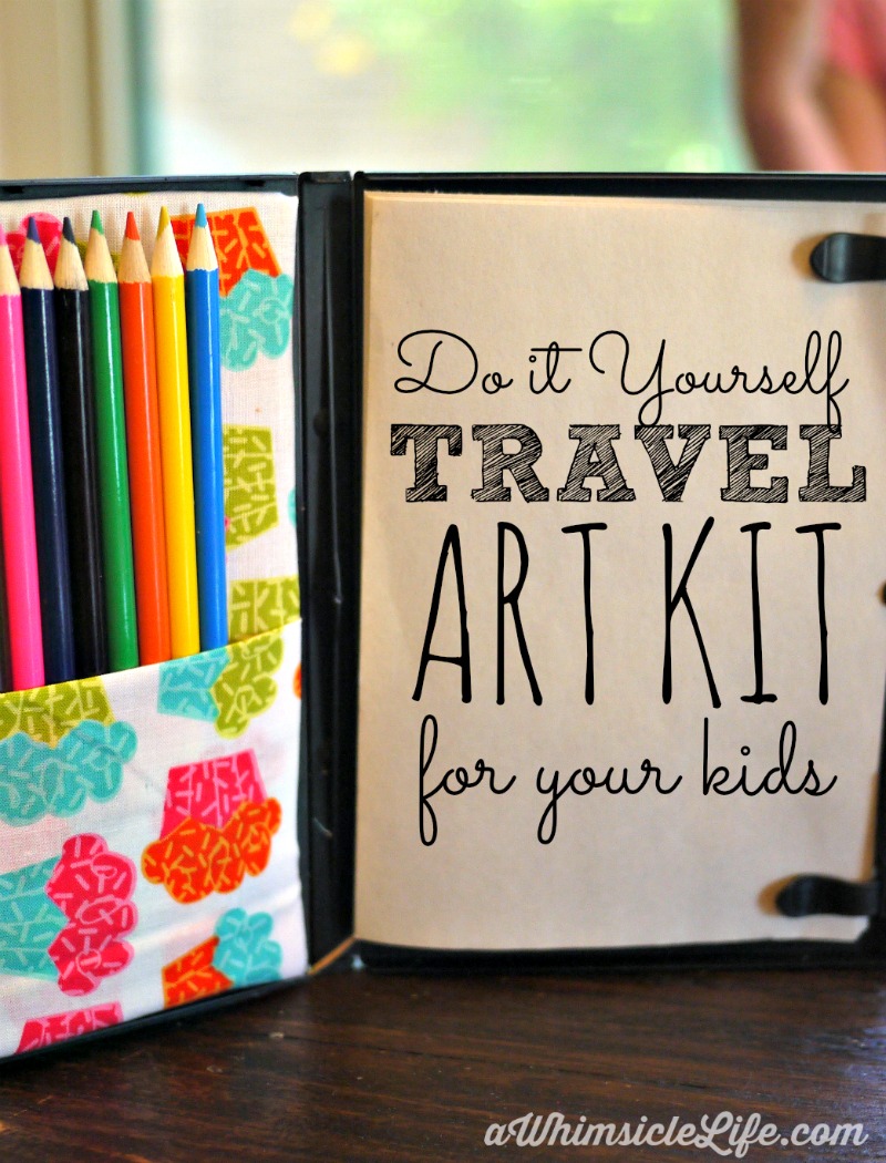 Pack this in your purse and your kids will be entertained easily during road trips or at restaurants. This coloring kit is super SIMPLE to make yourself and all you need is an old DVD case, fabric glue, a piece of cardboard and an exacto knife!