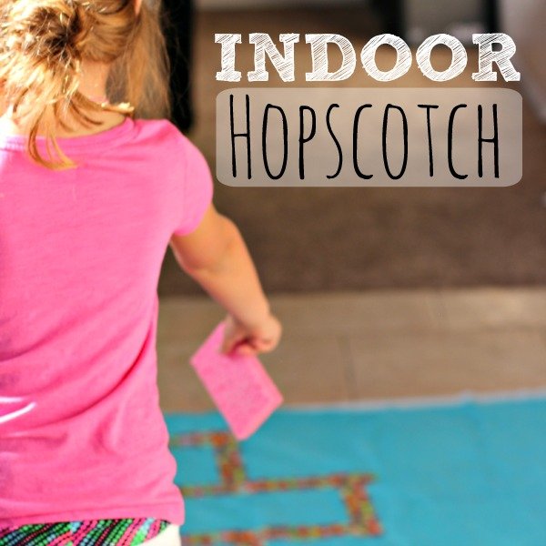 When the weather makes it impossible to play outside, this indoor hopscotch brings the fun indoors. All the materials to make it come from the dollar store. Stock up on these simple supplies now to be prepared when rain (or heat advisory) hits!