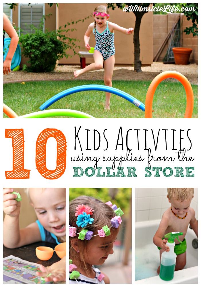 What do you do with those finds at the Dollar store?  Have the most incredible fun of course!  This post lists 10 kids activities using only dollar store supplies. 