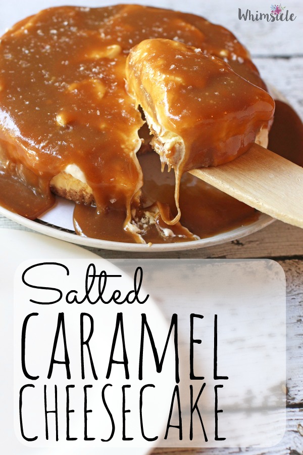 The easiest salted caramel cheesecake you will ever make! Delicious homemade caramel, caramel mousse and a sprinkle of salt on top. 