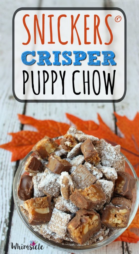 Perfect fall snack! SNICKERS® Crisper puppy chow makes a great football party food, sweet recipe or easy dessert.