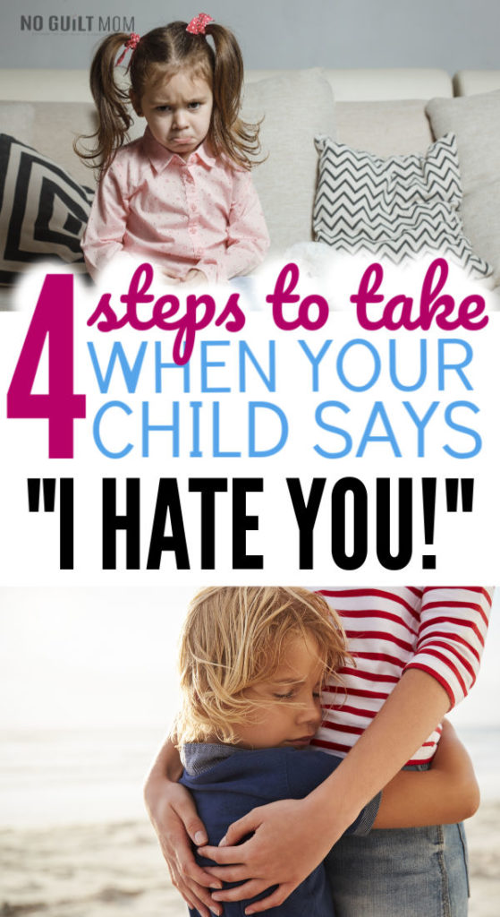 When your kid says “I Hate You”, you might get angry or tear up at his hurtful words.  These 4 steps will help you keep your parenting positive and discipline your child so that she learns to be kind.  Simple tips that work really well with preschoolers and school-aged children.