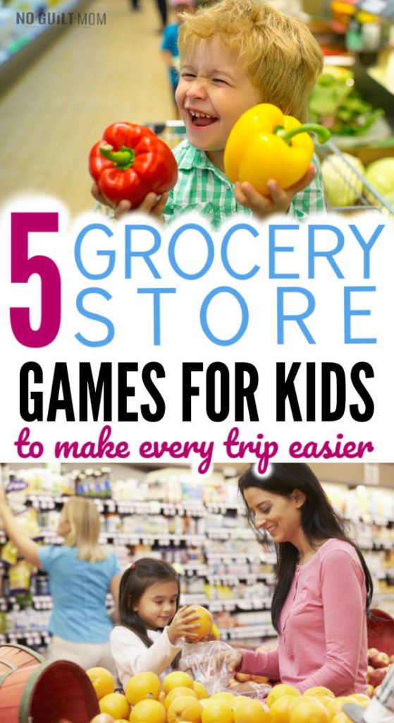Dread going grocery shopping with your kids? These 5 game ideas are guaranteed to make your next trip easier and help with kid behavior. One of the best parenting tips and tricks to know. Comes with a free printable game.