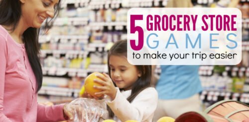 Dread going grocery shopping with your kids? These 5 game ideas are guaranteed to make your next trip easier and help with kid behavior. One of the best parenting tips and tricks to know. Comes with a free printable game.
